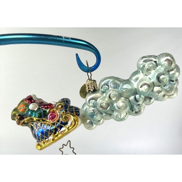 Christopher Radko Midnight Magic Ornament Set 3 Piece Flying Santa Christmas 9" - Picture 8 of 14